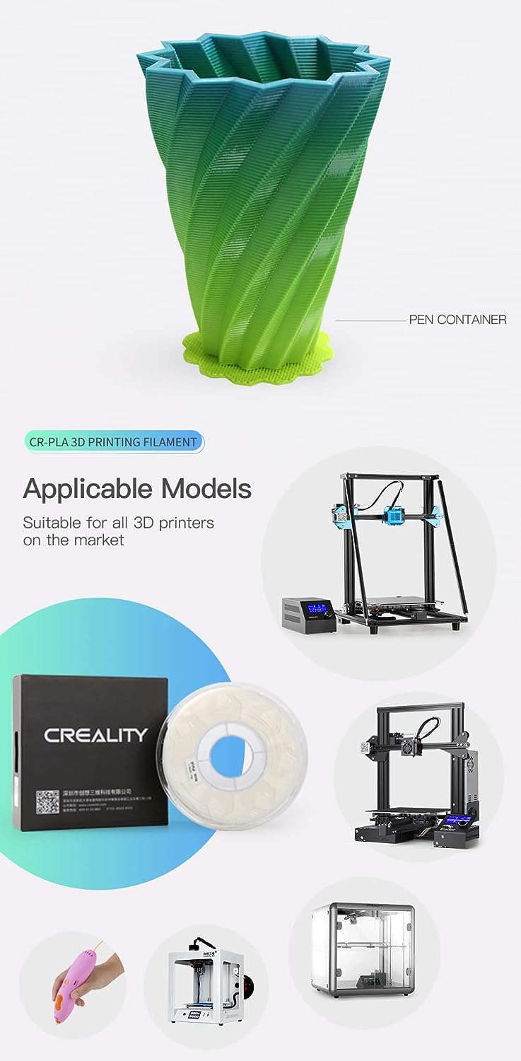 Creality Ender-PLA 3D Printer Filament 1.75 mm 1 KG Spool - 3 Packs (BLACK)