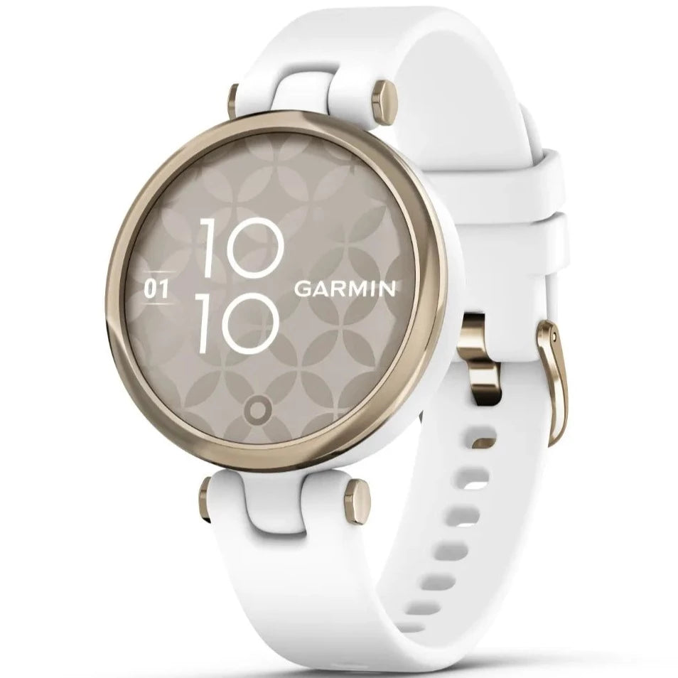 GARMIN Lily - Smartwatch Sport Edition - Cream Gold Bezel with White Case and Silicone Band