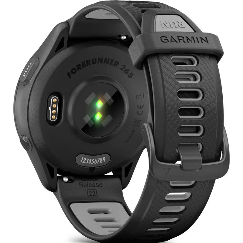 GARMIN Forerunner 265 – Smartwatch - Black Bezel and Case with Black/Powder Gray Silicone Band