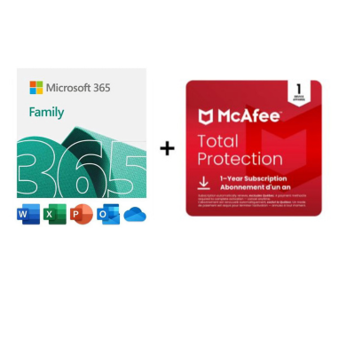 Microsoft 365 Family for + User (1 Year) +  McAfee Total Protection (1 Device / 1 Year) - Download