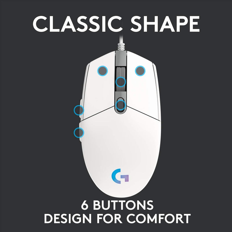 Logitech G G203 Lightsync Gaming Mouse (White)