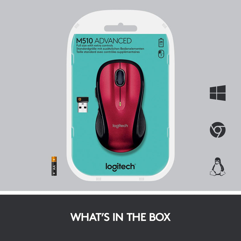 Souris sans fil Logitech M510 (rouge)