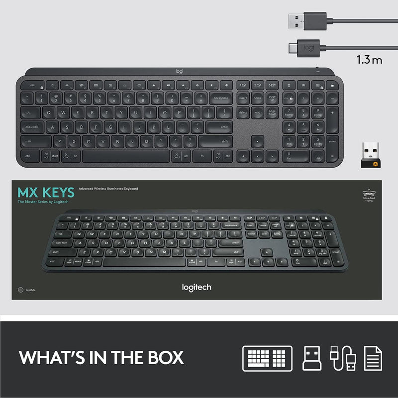 Logitech MX Keys Wireless Glossy Keyboard for Mac