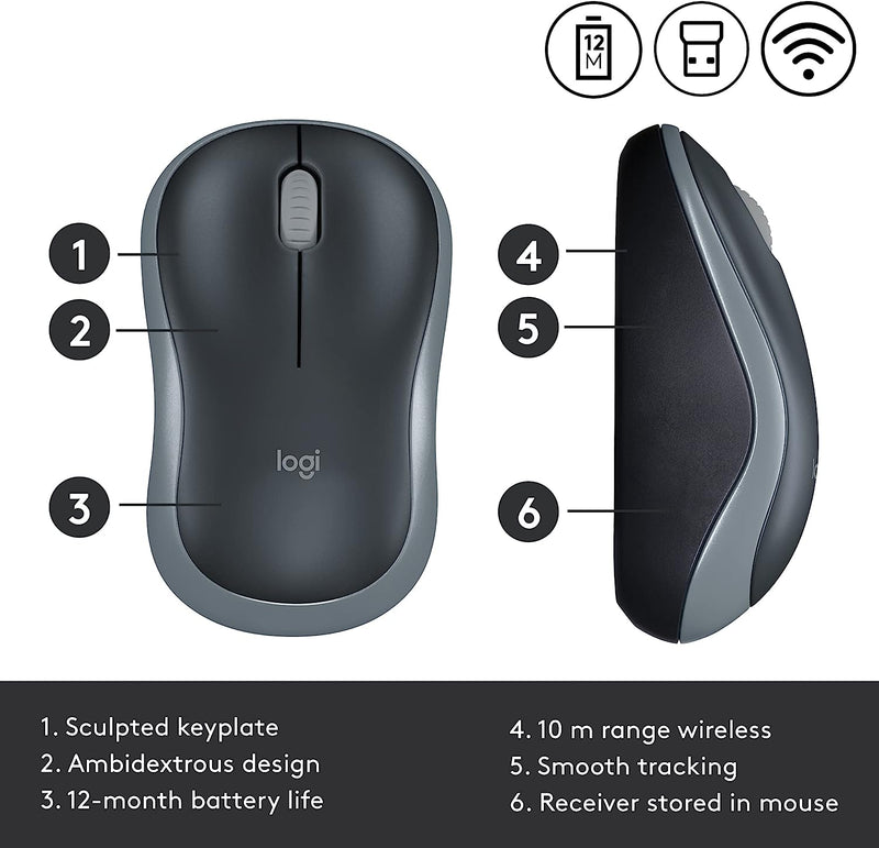 Souris sans fil Logitech M185 (Argent)