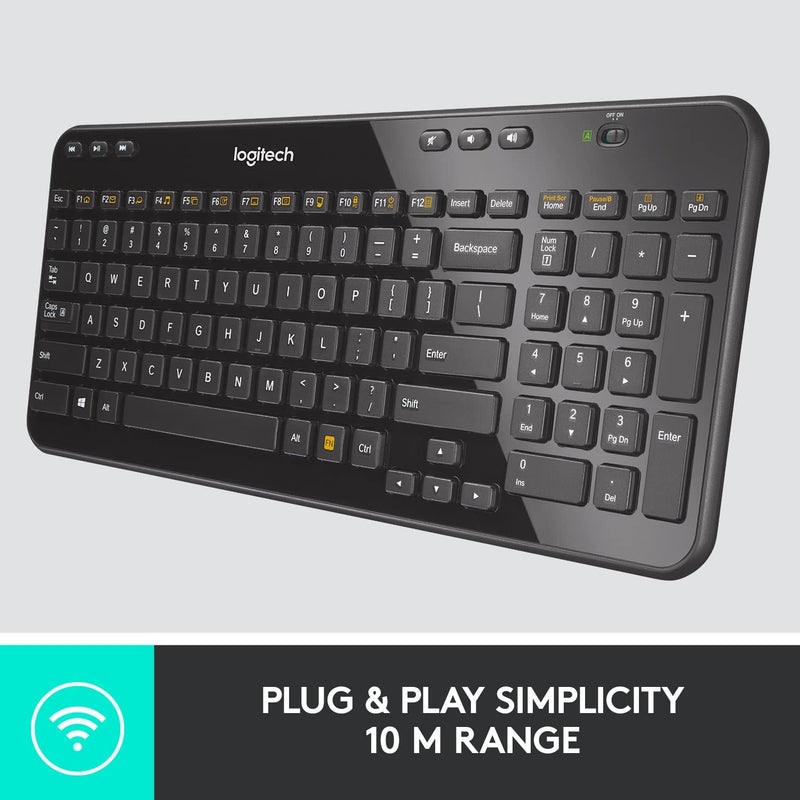 Logitech K360 Wireless Glossy Black Keyboard - English
