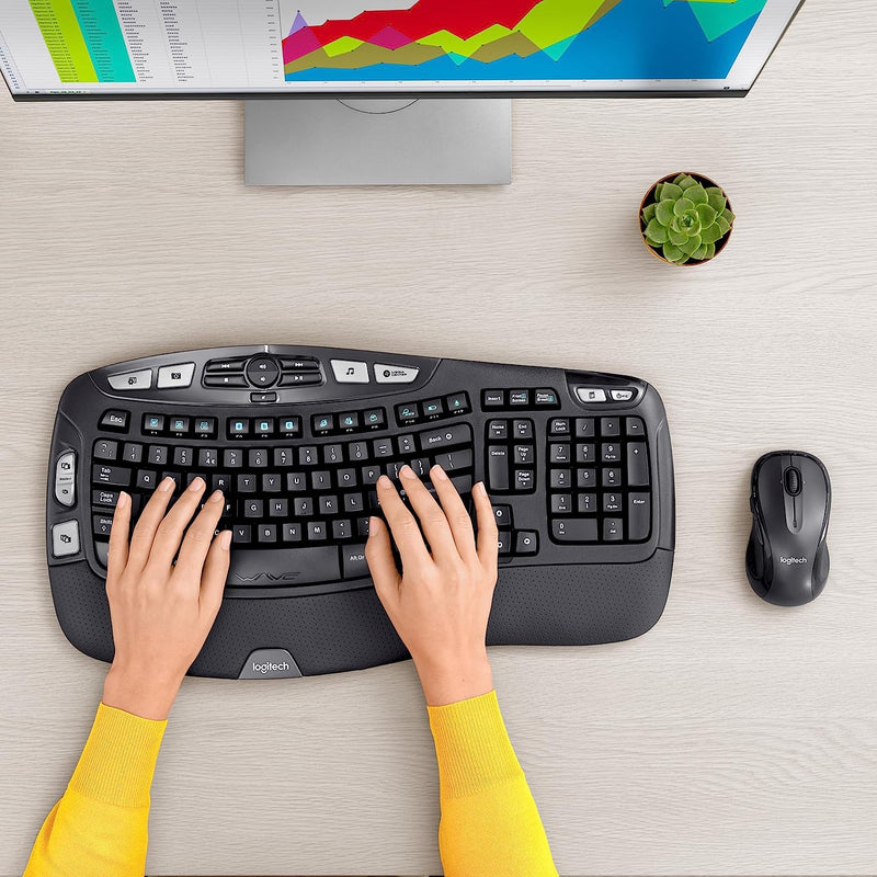 Logitech K350 Wireless Wave Keyboard (Black)