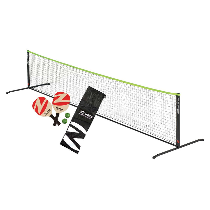 Zume Games 2-Player Pickleball Recreational Net Set And Carrying Case (Black / Green)