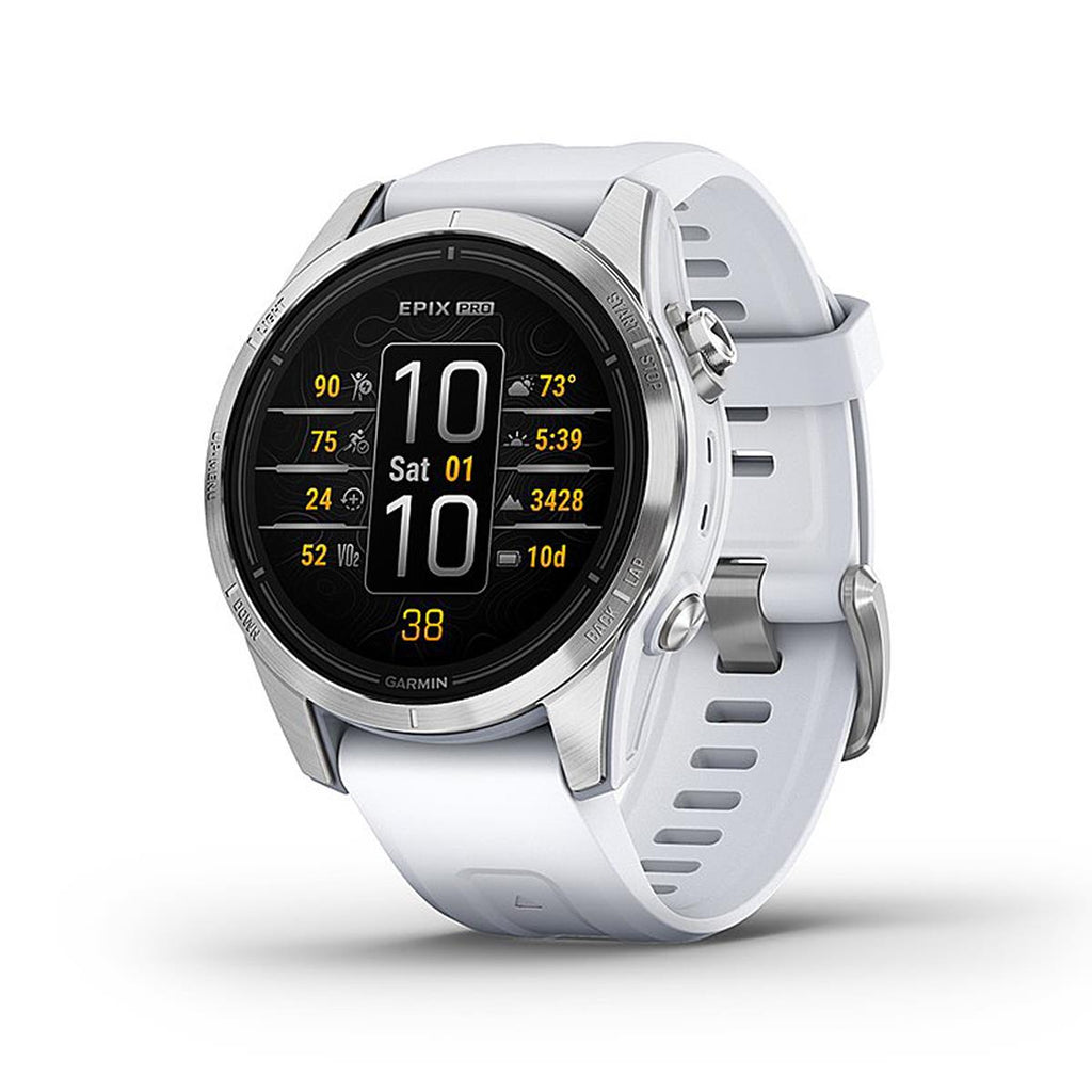 GARMIN Epix Pro - Standard Edition Smartwatch – Silver with Whitestone Band