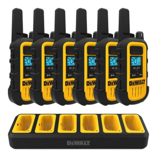 DeWalt DXFRS800 Rechargeable Two-Way Radio with 6 Port Charger - 6 Pack