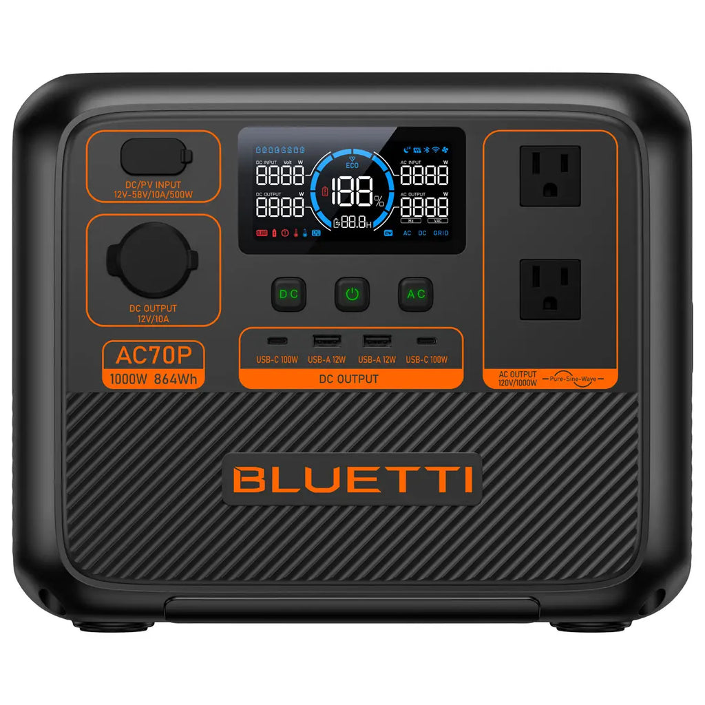 BLUETTI AC70P Portable Power Station | 1000W 864Wh