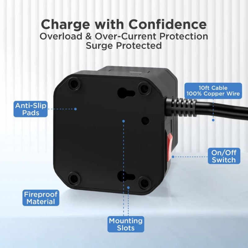 Uncaged Ergonomics Wireless Charger Cube Power Strip (Black)