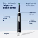 Oral-B Pro Limited Electric Rechargeable Toothbrush with 2 Brush Heads and Travel Case (Black)