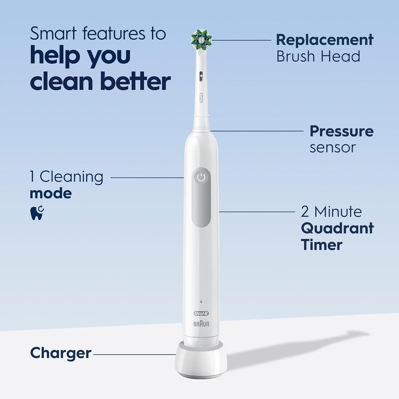 Oral-B Pro Limited Electric Rechargeable Toothbrush with 2 Brush Heads and Travel Case (White)