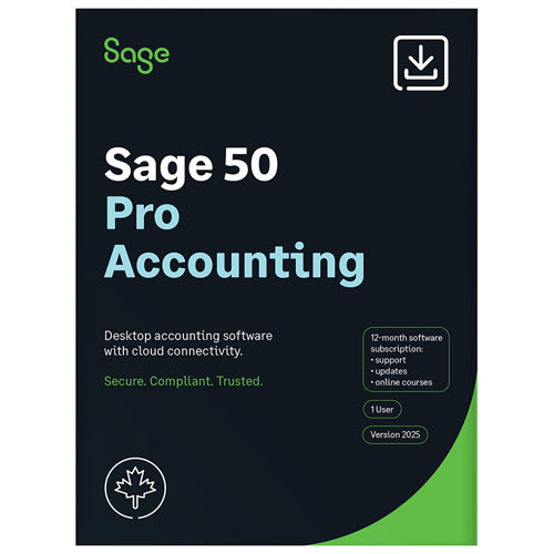 Sage 50 Pro Accounting 2025 (1 User -1 Year Subscription) Bilingual - Download