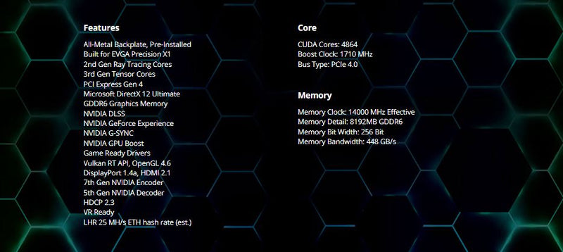 EVGA GeForce RTX 3060 Ti XC Gaming 08G-P5-3663-KL, 8GB GDDR6, Dual-Fan, Metal Backplate, LHR
