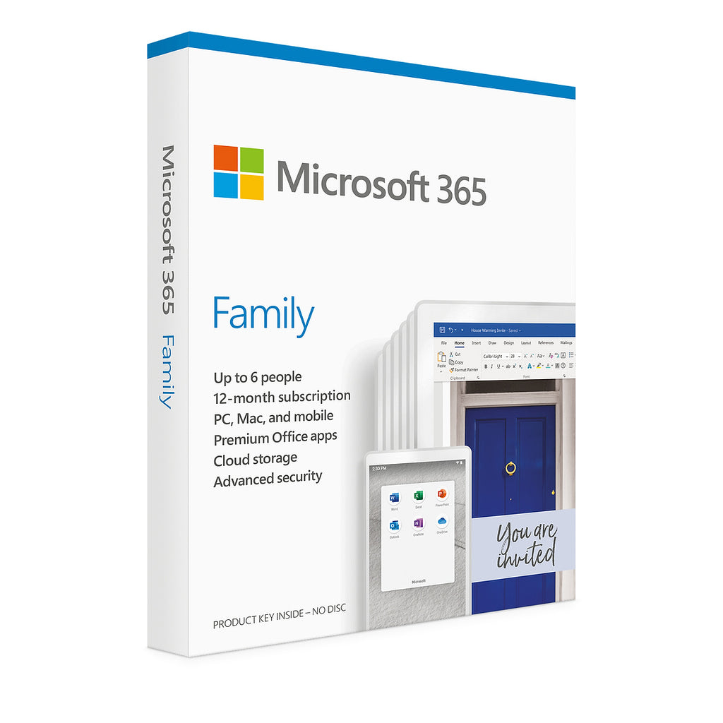 Famille Microsoft 365 pour 6 utilisateurs (1 an) - boîte de cartes clés