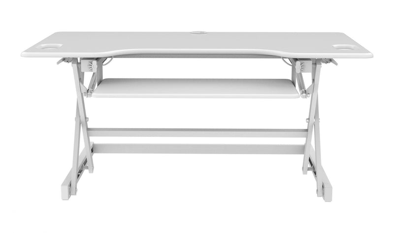Rocelco 46" Sit to Stand Adjustable Height Desk Riser with Extended Vertical Range (White)