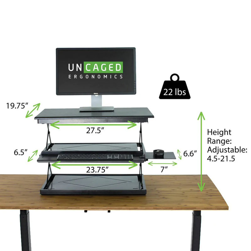 Uncaged Ergonomics Changedesk Adjustable Height Standing Desk Conversion (Black)