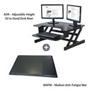 Rocelco Height Adjustable Standing Desk Riser with Medium Anti-Fatigue Mat