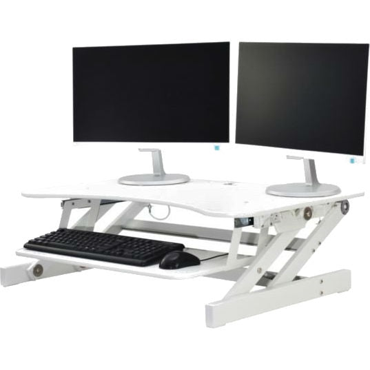 Rocelco 32" Height Adjustable Standing Desk Riser with Easy Up-Down Handles (White)